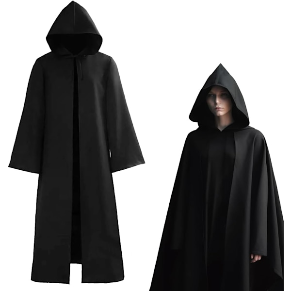 Halloween-dekorasjonsspiss A, middelalderrenessanse, munk med og snor, mannlige prester med kors for temafest halloween cosplay karneval og karneval Svart XL