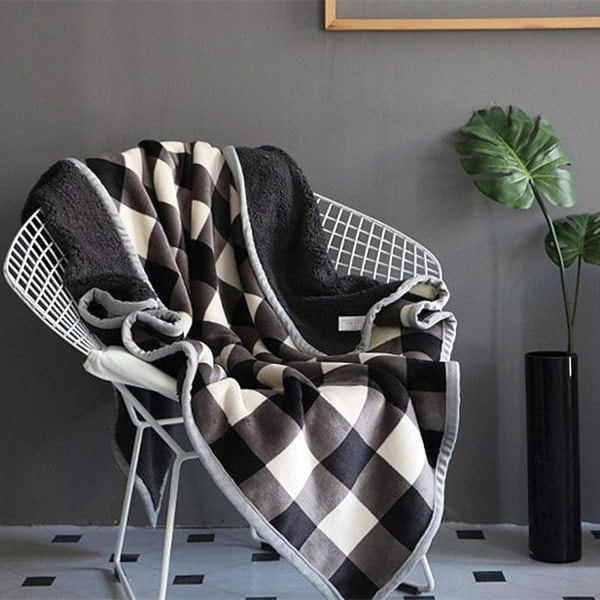 IC Buffalo plaid tæppe 127 cm x 152 cm til sofa - Ultramyk plys flanell fleece sengetæppe Sherpa tæppe til børn og voksne