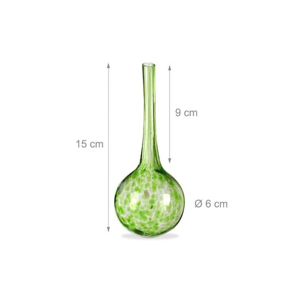 10 x Vandingskugler i sæt, doseret vanding af planter og blomster, vandingshjælp til kontoret, ferie, Ø 6 cm, glas, grøn
