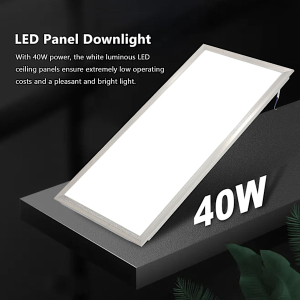LED Downlight 40W 6500K LED Panel Downlight 30X60cm Hvite Rasterlys Innfelt Lys Taklampe fo