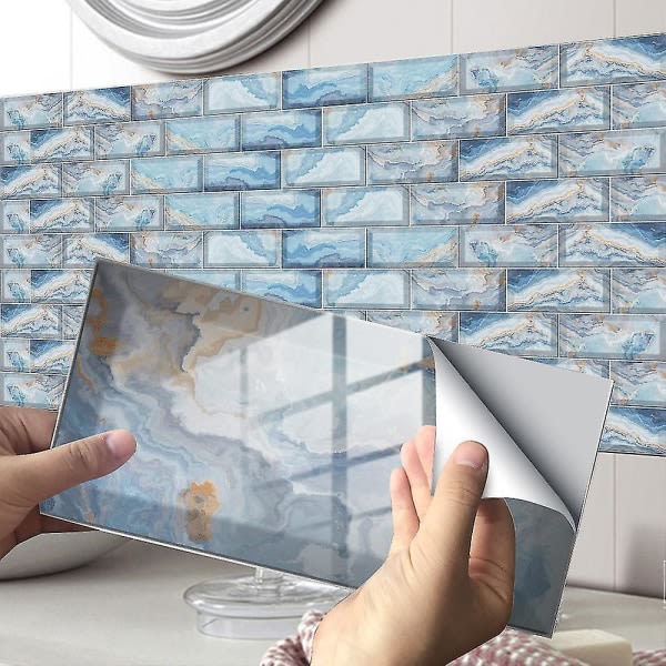 Imiterad väggplattor Marmor Kristallfilm dekorativa kakelklistermärken (12 delar 20*10 cm)