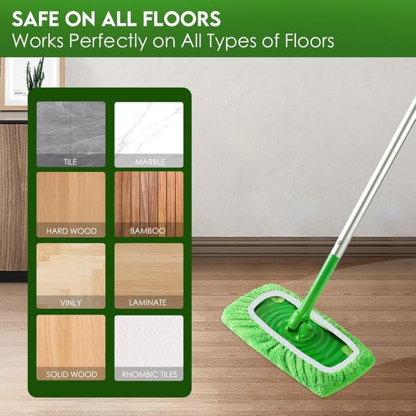 Genanvendelige mikrofibermoppepuder til Swiffer Sweeper Moppe - Tør- og vådmoppepuder til husholdningsrengøring - 4-pak
