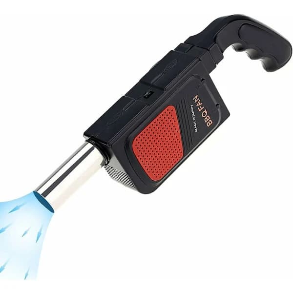 Bærbar elektrisk BBQ-blæser, brandstarter i plast og rustfrit stål til grill, camping, picnic, pejs, sort, batteri medfølger ikke