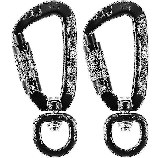 2 stk. Swivel Karabinkrok, 360 roterbar Spinner Karabinkrok Liten Autolåsende Karabinkrok 4kn(svart C-FCY
