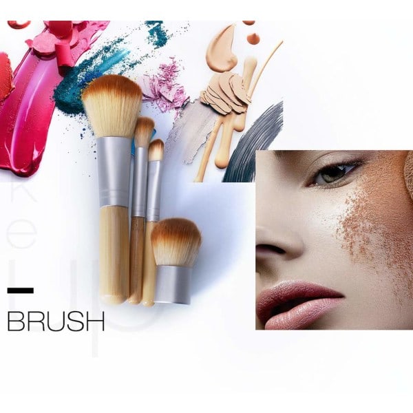 IC 4 st/set Naturlig bambu sminkborste