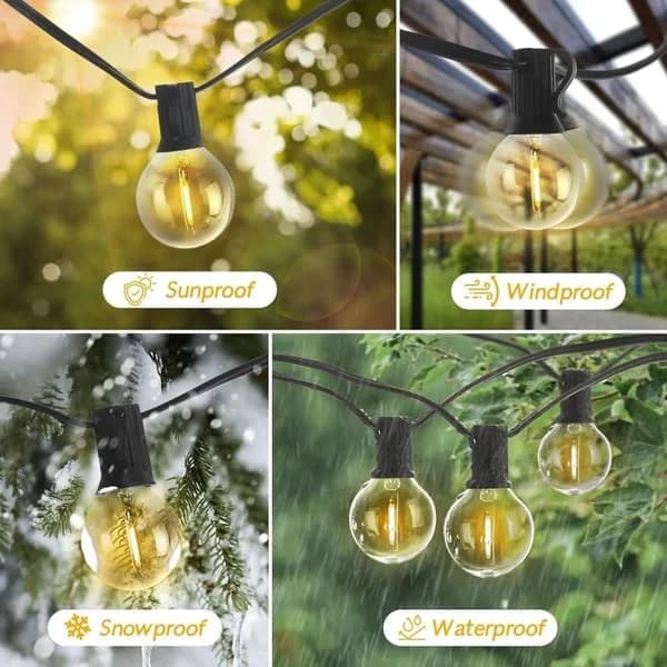 30 m Outdoor String Lights, 50+2 G40 LED Bulbs, IP44 Waterproof for Patio and Party, Dimmable with Remote Control-FX-