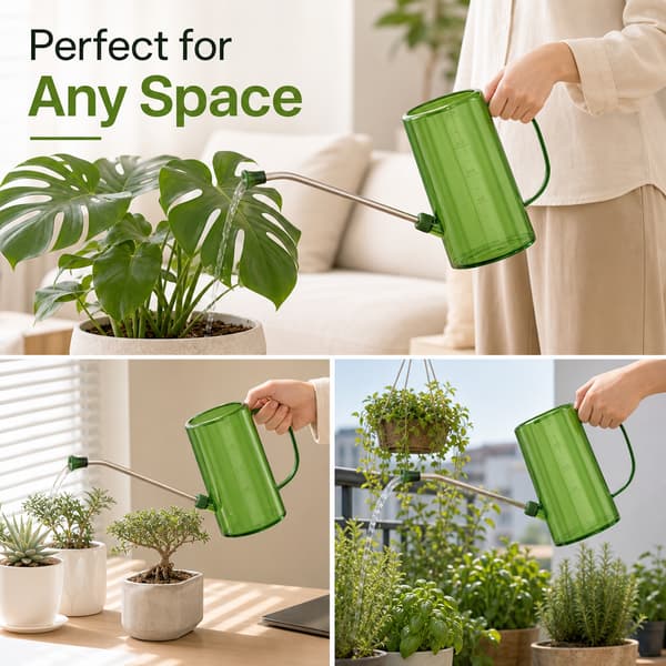 1,5L Vandkande med Lang Tud, Rustfri Stålstav til Stueplanter military green 1.5L