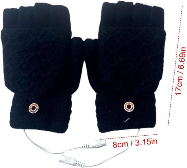 USB-opvarmede handsker, blødt syntetisk strik, 5V dobbeltsidet opvarmning, fingerbeskyttelse, til mænd og kvinder, cykling, vandreture, skiløb, sort, grå, blå