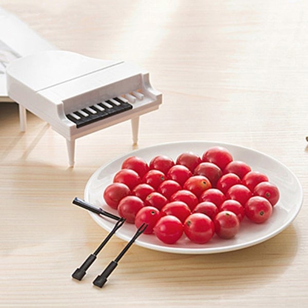 IC 10 stk Piano Fruktgaffel Kreativt Piano Keyboard Plastgaffel Barn svart