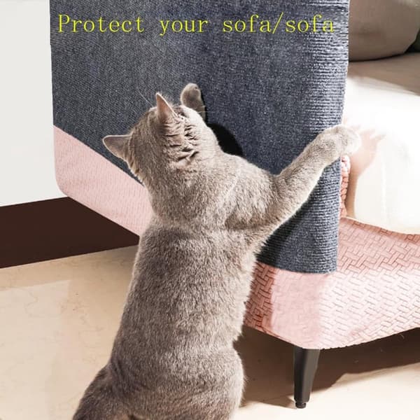 Kradsemåtte til katte, selvklæbende polyester kradsepude, kan skæres til sofaer, møbler og kattetræer, grå, 100 x 30 cm