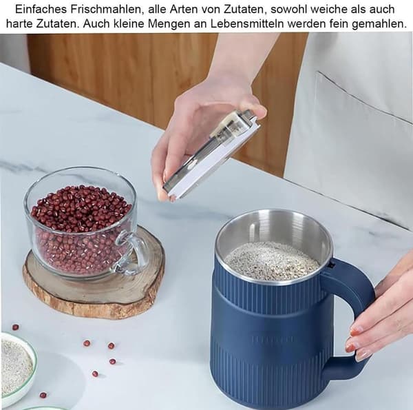 Elektrisk kornkvern, 200W 1L rustfritt stål, 28 000 RPM, 10-sekunders finmaling, overopphetingsbeskyttelse for kaffe og krydder