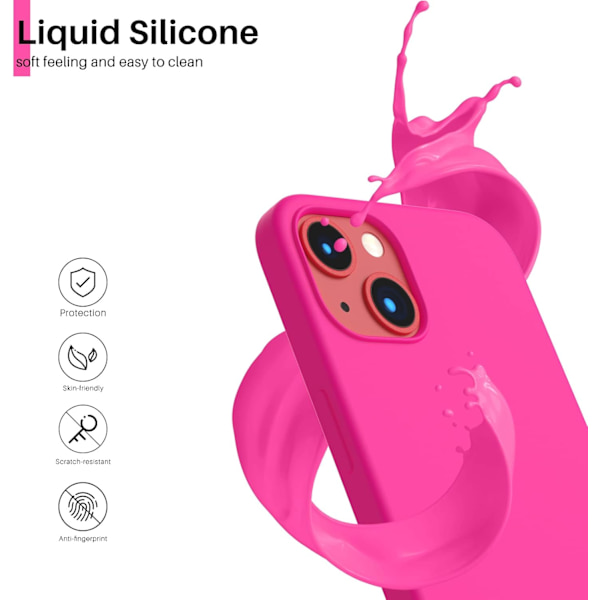 iPhone 13 Case, Liquid Silicone Case for 6.1 inch iPhone 13, Ultra-thin Case, Full Coverage Shockproof Protective Soft Case Hot Pink Hot Pink