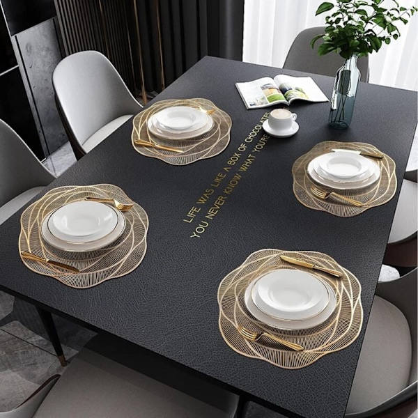 Set med 6 tvättbara PVC-bordstabletter, runda vinylbordstabletter, jul, bröllop, middag, restaurang, hotell, 6 stycken