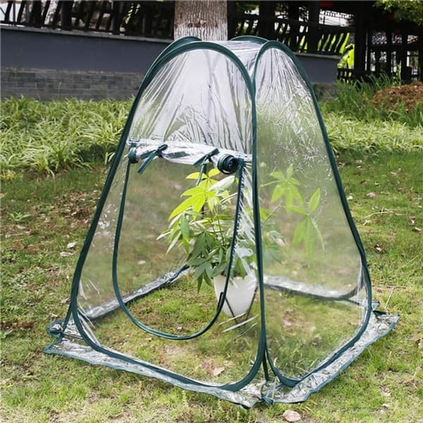 Bærbart minidrivhus, tykt PVC-overtræk, foldbart ventileret planteskur til potteplanter og frøplanter, 70 x 70 x 80 cm