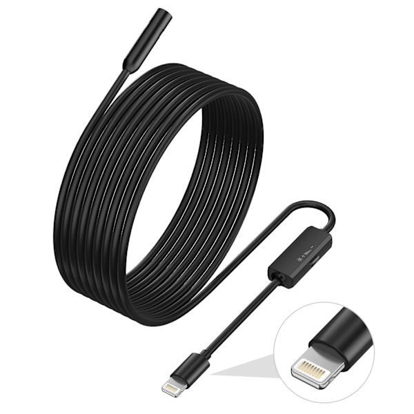 Endoskop til iPhone, ILIHOME inspektionskamera med 5,5 mm objektiv til, 3,5 meter halvstærkt kabel boreskop IP68 vandtæt 3.5m