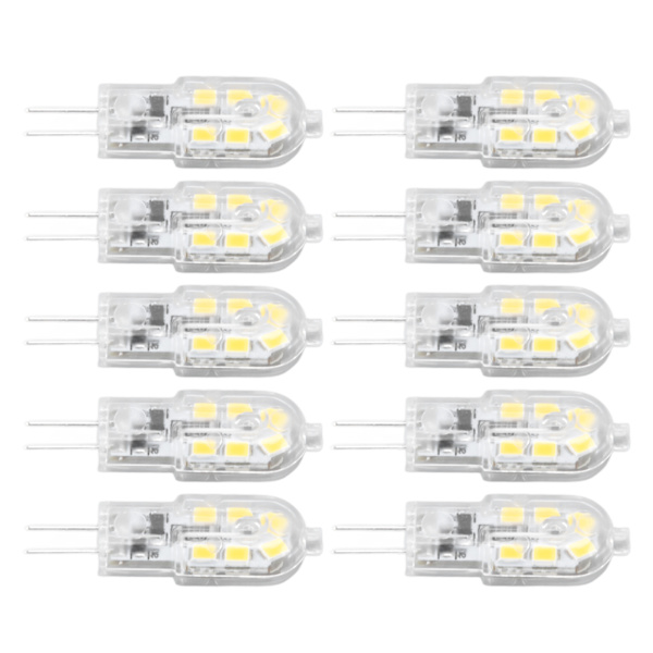 10 pcs G4 LED Bulb Brightness Dimmable High Color Rendering Transparent Shell Light Sources for Landscape Lighting DC 12V White Light 0.1