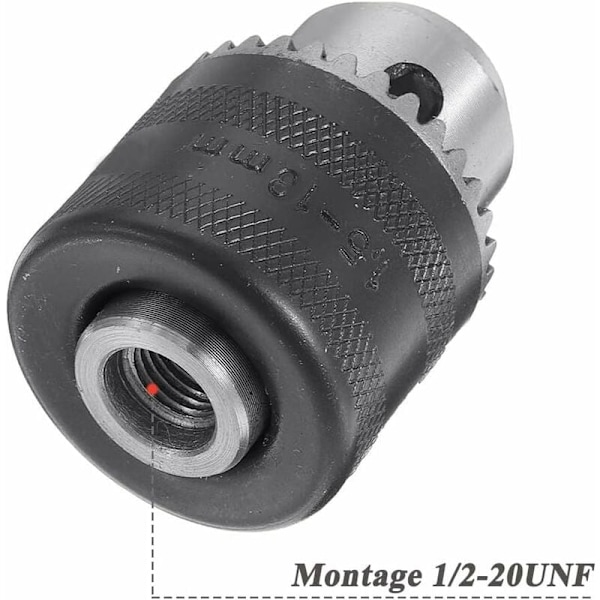 1,5-13mm 6,35mm Hex Skaft Snabbväxlande Borrchuck Adapter, 1/2-20UNF Borrchuck Konverterare med Chucknyckel för Elektrisk Borromvandling