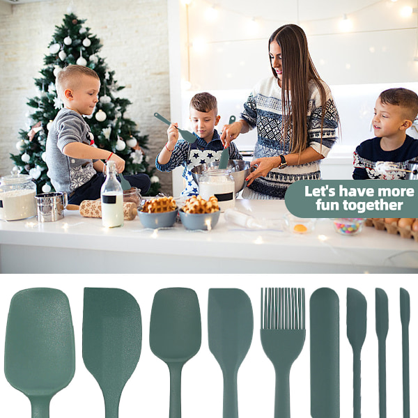 Xuanjun nyt silikone-sæt serie sæt grillbørste smørskraber temperaturresistent og tåler opvaskemaskine Danish Green 3-piece set