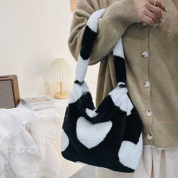 Fluffy Skulderveske Shopping Bag hvit white