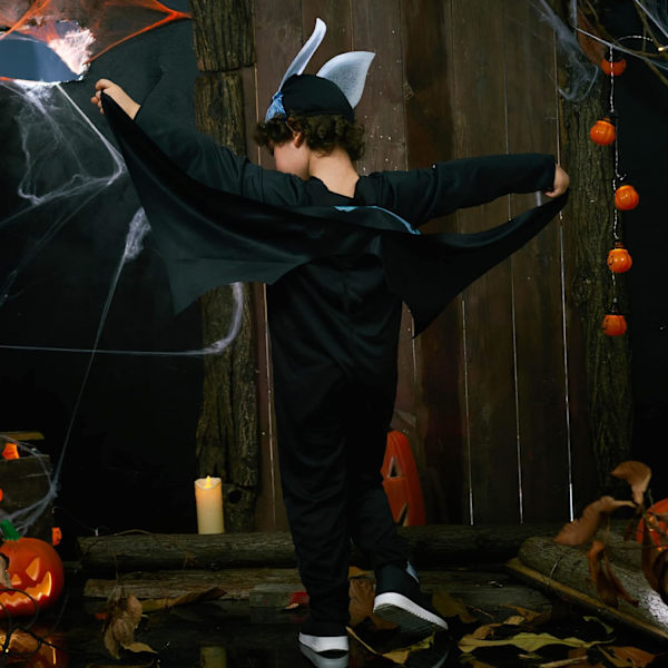 Skeletkostume til børn, Halloween gløder i mørket flot kjole outfit til karnevalsfest 3-10 år fladdermus 4-6 Jahre