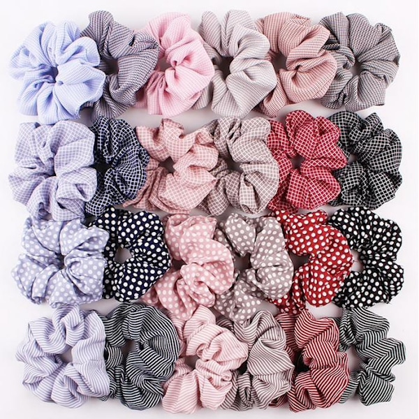 24 st Hårtofsar, Hårband, Håraccessoarer, Rockabilly multicolor