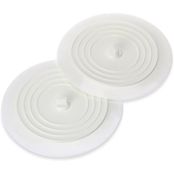 Universal Silikon Gummi Avloppspluggar 15cm för Diskbänk Badrum Handfat (Vit)..DEBUNS, 2-pack