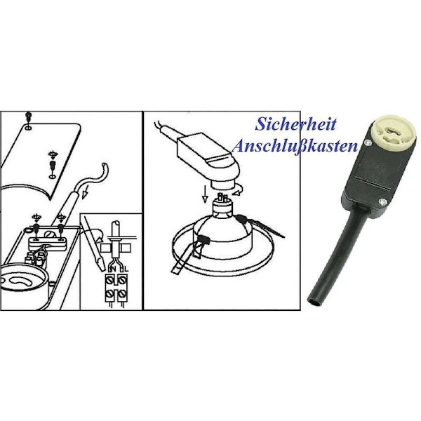 Sæt med 10 samledåser, GU10 fatning til LED og forsænket halogen spotlight