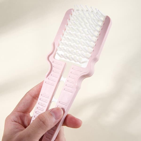 Sammenfoldelig Hårstylingbørste, Hovedbundsmassage- og Udredningskam, Plastik, Til Krøllet, Bølget og Glat Hår, Pink, 2-pak