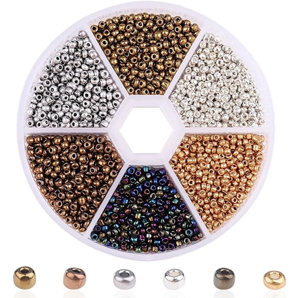 Blandet farge glassperler - Mini Rocailles perle sett for DIY-håndverk golden