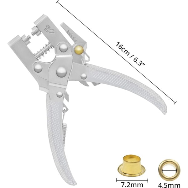 Öljettång med 100 Öljetter - 16cm Håltång för Läderbälten - 7,2mm Guld Metallöljetter - För Tyger, Kläder, Skor, Väskor och Hantverk