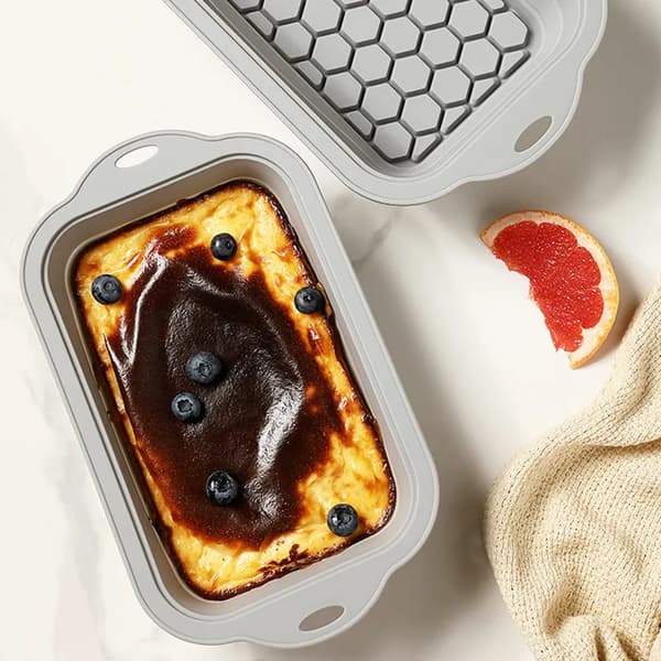 Liten rektangulær brødform i silikon, non-stick form for enkel utløsning av brød og kjøttpudding (grå) Gray [Small Size] Silicone cake mold