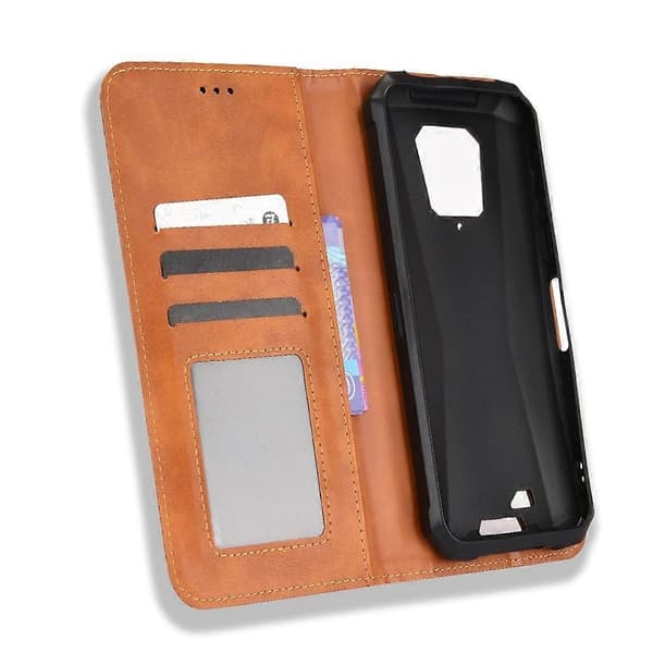 Kompatibel med Ulefone Armor 8 Magnetiskt Spänne Retro Textur Läder Telefonfodral Brown