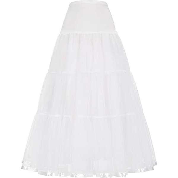Dame Ankel Lengde Underskjørt Skjørt Bryllup Halv Slip Krinoline Underskjørt Hvit White S M