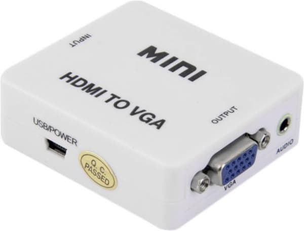 HDMI til VGA + 3,5 mm Jack-omformer / hvit