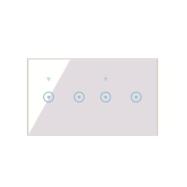 Wifi Smart Wall Light Switch 10A Glas Touch Panel Trådløs Interuptor 4 Gang Trådløs Fjernbetjening (Hvid)