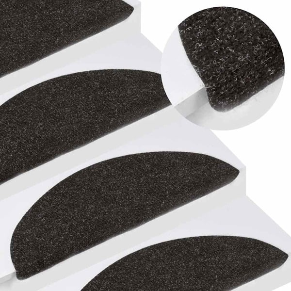 vidaXL Selvklæbende trappetrinmåtter 15 stk. 56x17x3 cm Sort Black Svart