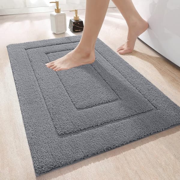 Baderomsmatte, myk absorberende mikrofiberpolyester, sklisikker TPR-bakside, maskinvaskbar, for dusj og badekar, grå, 40 x 60 cm