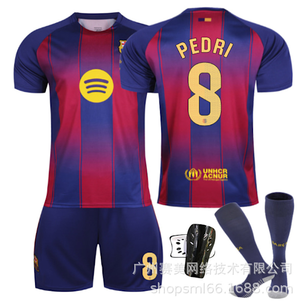 25-26 Barcelonan lasten jalkapallopaita 6 Gavi 9 Lewandowski 19 Yamal 8 Pedri pelipaita Barcelona puku Size 6 socks 26#