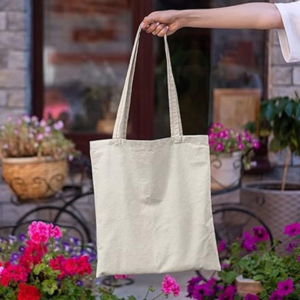 | 2-pakning med økonomiske stoffposer i bomull, lette, mellomstore gjenbrukbare stoffposer, egnet for DIY, reklame, markedsføring, gave,