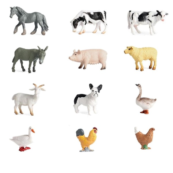 12:a Tiny Farm Animal Figures leksak, för barn Barn Småbarn