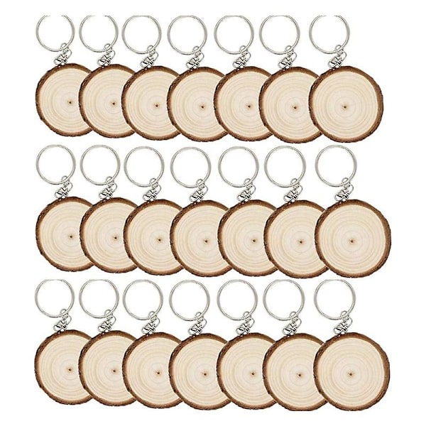 20-pack ofärdiga träskivor nyckelring tom handmålad trä nyckelring julhänge Diy Wo