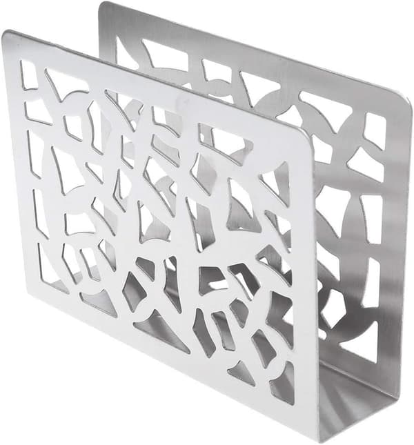 Servietholder Rustfrit Stål Moderne Stabil Kompakt Design til Køkkenbord Spisebord Kontor Sølv