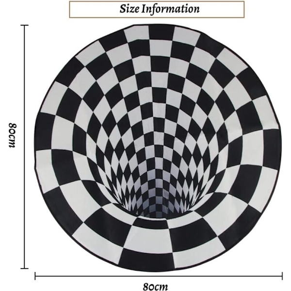 Matto, 3D-lattiamatto, makuuhuoneen matto, mustavalkoinen verkkokuvioinen sisustus (C)