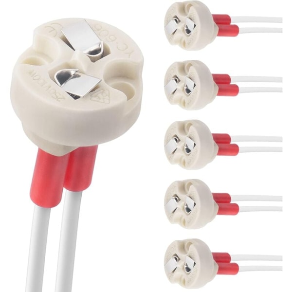 Bi-pin sockel, G4, GU5.3, G6.35, GY6.35, GX5.3 MR16, GZ4 MR11, halogen sockel keramisk lamphållare (6 stycken)