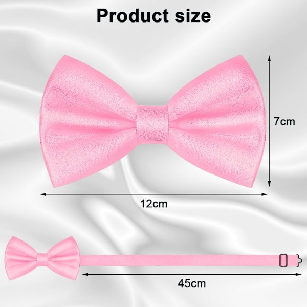 Fjärilsklips för män, klassisk enfärgad slips fjärilsklips för män, satäng smokingslips, justerbar formell fjärilsklips för fest, bröllop Pink