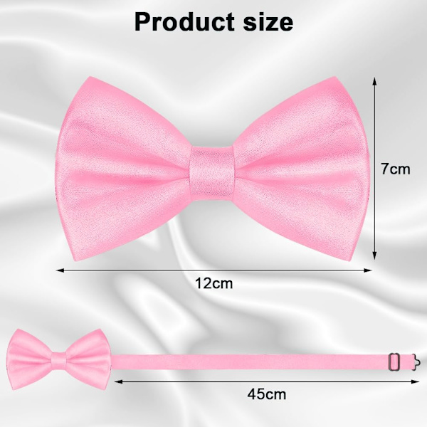 Flue slips til mænd, klassisk ensfarvet slips til mænd, satin slips til smoking, justerbar slips til fest, bryllup Pink
