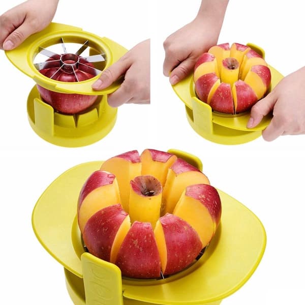 Multifunktionell fruktskärare – äpple, mango, tomat, ägg – urkärnare, delare, hackare, köksskärare
