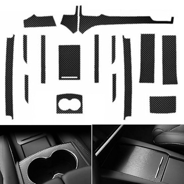 For Tesla Model X/s Karbonfiber Senterkonsoll Wrap Vinyl Klistremerke Trim Interiør Blankt Wrap Trim Dekal