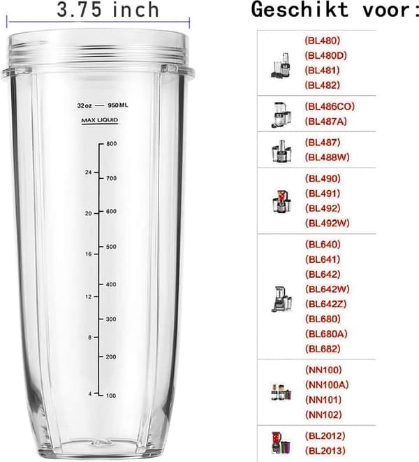 Blenderimuki Sip & Seal -kannella, sopii 32oz, Nutri Ninja Auto IQ -sarjaan, 2 kpl