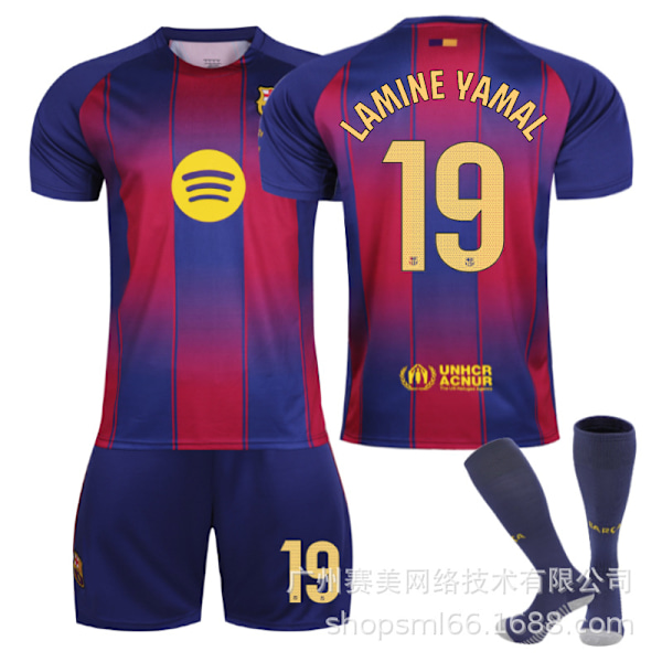 25-26 Barcelonan lasten jalkapallopaita 6 Gavi 9 Lewandowski 19 Yamal 8 Pedri pelipaita Barcelona puku Size 19 socks 26#